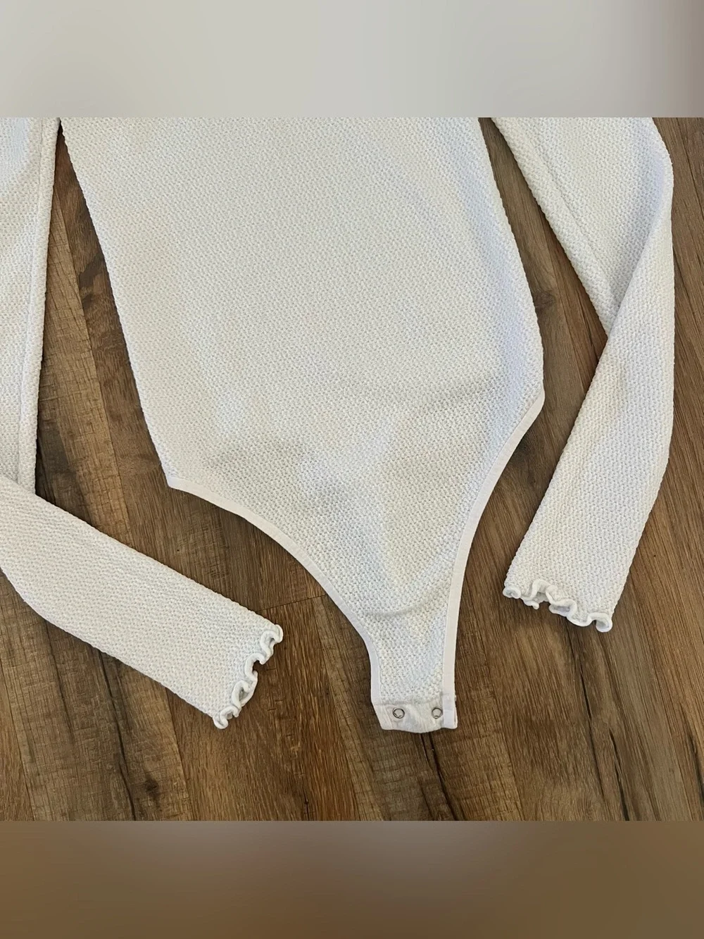 Free People Mara Mock Neck Bodysuit  White XS/S